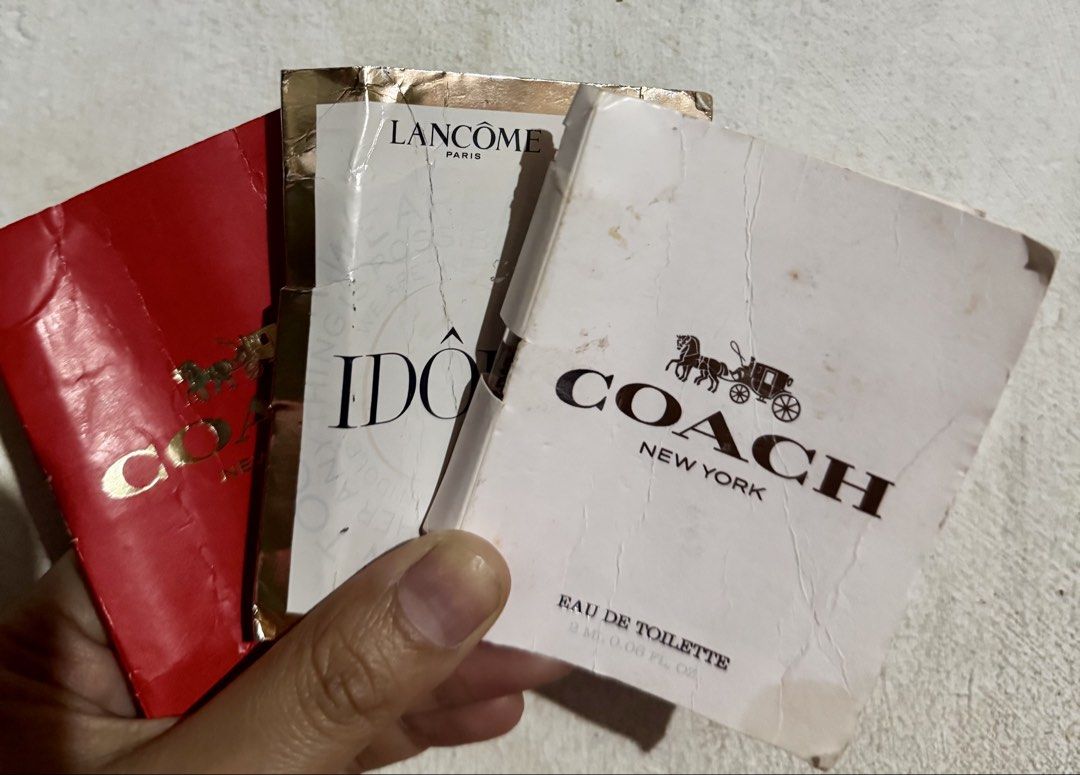 Perfume Original Vials (3pcs) (Category: Fragrance & Deodorants) located in Quezon City. Submitted by mhyloves21 (Listing ID 1468604834, Image 1). Description: Coach Love EDP 1.2ML Coach EDT 2ML Lancome Idole EDT 1.2ML.