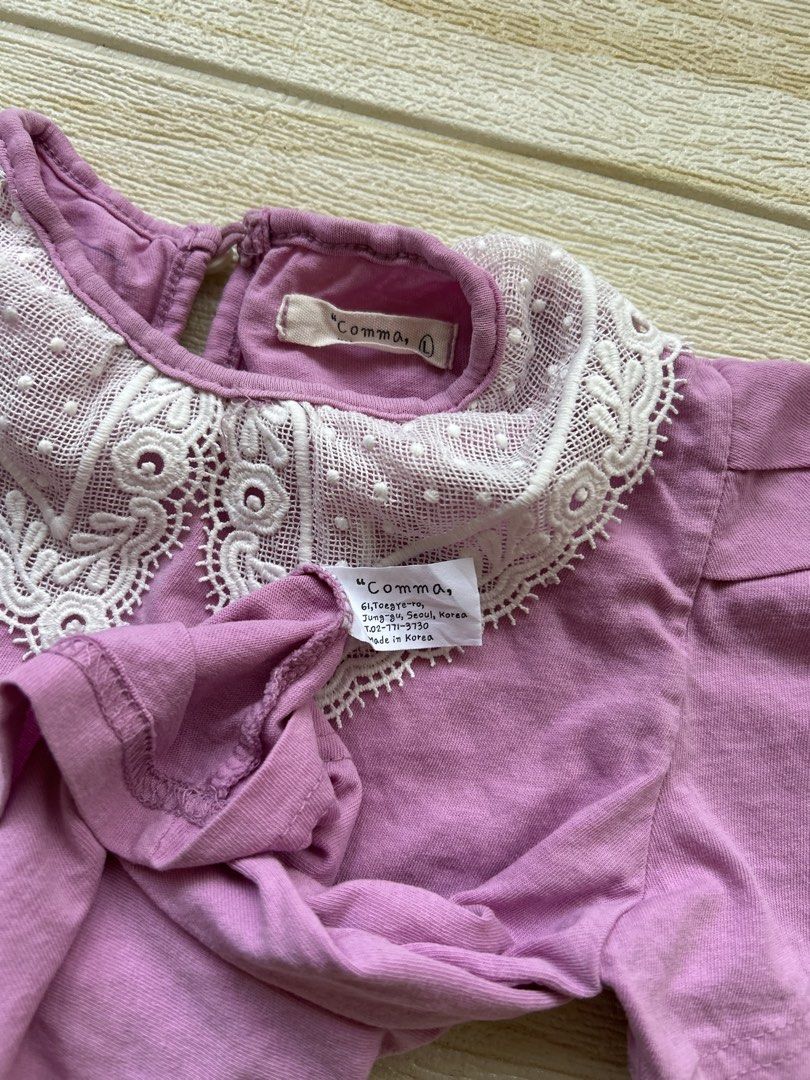 peterpan collar top (Category: Babies & Kids Fashion) located in Cebu City. Submitted by yjainani (Listing ID 1468578032, Image 3). Description: featuring a soft cotton jersey body, a large lace Peter Pan collar, and short puff sleeves 6T.