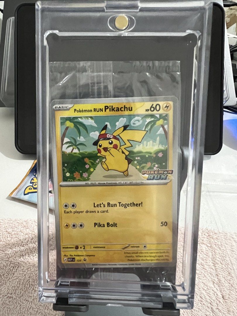 Pikachu 131 (Category: Raw Singles) located in Teresa. Submitted by fyu1611 (Listing ID 1468681187, Image 2). Description: POKEMON RUN PIKACHU CARD MEP 131 P5,000 - no booster case P5,150 - with booster case I can send videos or more pictures of the cards up close. Please send a message if you have questions. Thank you! ---SHIPPING/PAYMMENT INFORMATION--- Cards will be sealed and shipped via Lalamove/GrabExpress. Payment via bank transfer or GCas