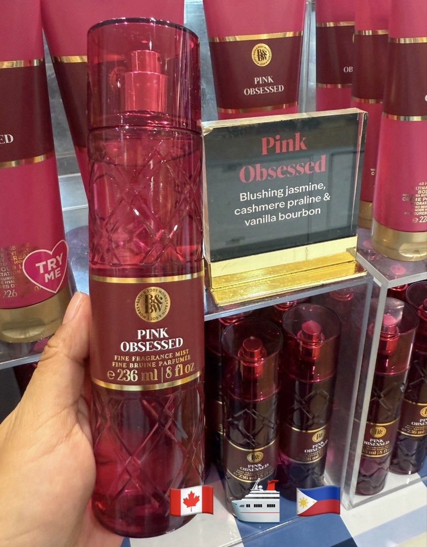 Pink Obsessed Fragrance mist (Category: Fragrance & Deodorants) located in Balungao. Submitted by kateee21 (Listing ID 1468513817, Image 1). Description: 📌📌📌 Available PINAS 🇵🇭 ON HAND 🛳 Shipped from Canada 🇨🇦 to Philippines 🇵🇭 via sea cargo 📦; Local Shipping fee c/o buyer ✅ 💯 Original/ Authentic BBW Canada 🇨🇦 store bought.