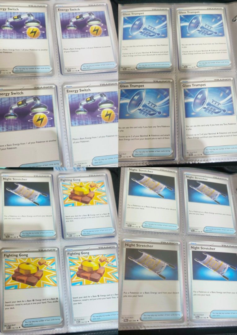 Pokemon TCG Playables (please read description) (Category: Raw Singles) located in Manila. Submitted by chaelseb (Listing ID 1468709361, Image 3). Description: Singles / Playables Ace Specs Hero's Cape - 1400 Maximum Belt - 200 Prime Catcher - 200 Scramble Switch - 50 Hyper Aroma - 100 Sparkling Crystal - 50 Items Buddy-Buddy Poffin - 40 Night Stretcher - 60 Fighting Gong - 20 Glass Trumpet - 10 Energy Switch - 30 Switch - 10 each Rare Candy - 20