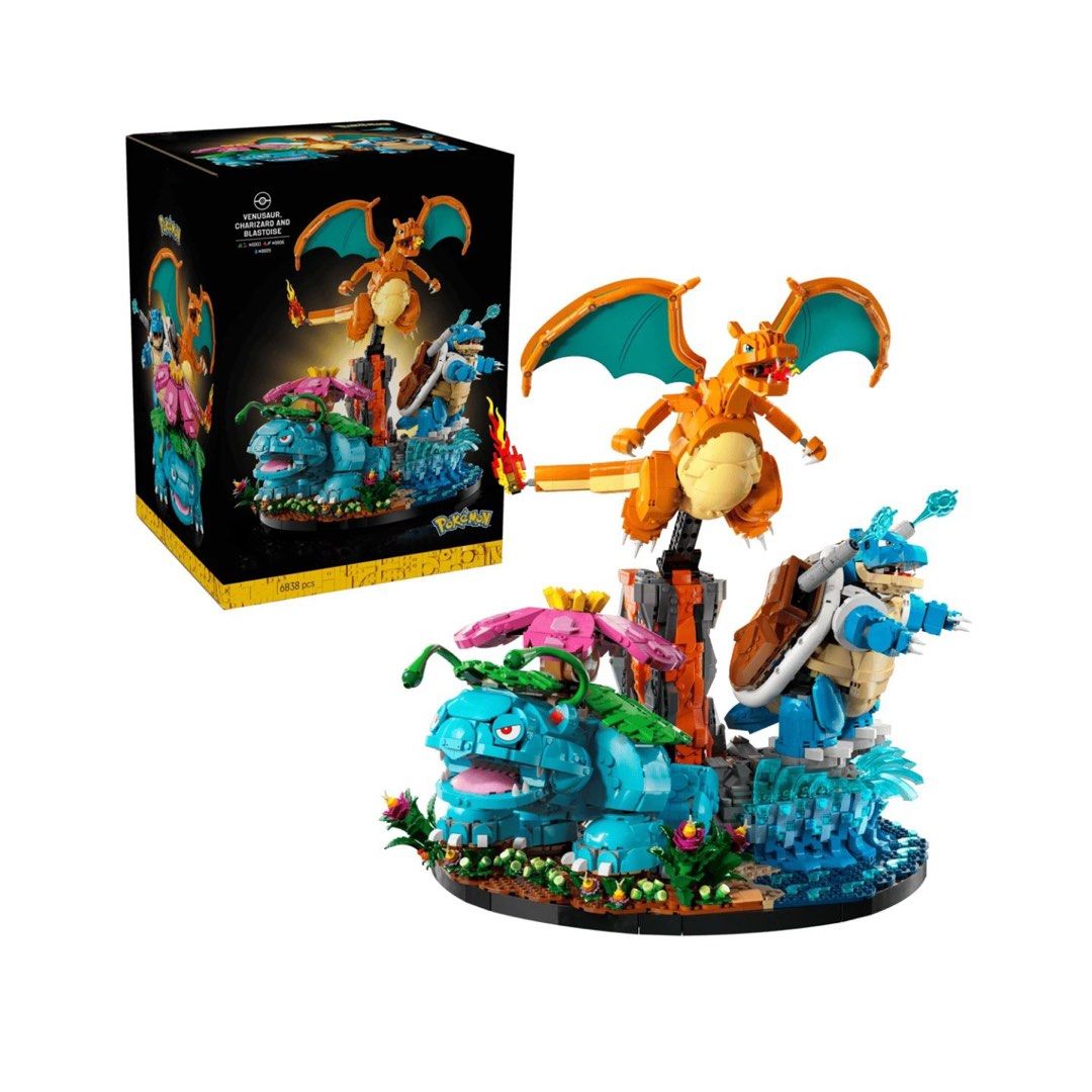 Pokemon Venusaur Charizard and Blastoise Building Block Set (Category: Lego & Building Sets) located in Manila. Submitted by randomreps (Listing ID 1468651680, Image 1). Description: Pokémon building set - Features iconic Pokémon: Venusaur, Charizard, and Blastoise - Comes with a detailed display base - Box included in the packaging - Great display piece for desks or shelves - Perfect project for Pokémon fans and building enthusiasts.