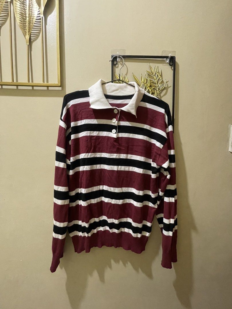 POLO STRIPED SWEATER (Category: Others Tops) located in Pasay City. Submitted by markmyluxuryph (Listing ID 1468637013, Image 1). Description: POLO STRIPED SWEATER Preloved Maroon Color Dimes: 20 x 25 inches No brand Manipis ang tela. ₱550 + SF No return or exchange is allowed; mine if you are 100% sure. #MarkMyLuxuryPH DISCLAIMER: Mark MyLuxuryPH is not affiliated with any of the brands featured on our page. All copyrights belong to the original