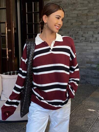 POLO STRIPED SWEATER (Category: Others Tops) located in Pasay City. Submitted by markmyluxuryph (Listing ID 1468637013, Image 2). Description: POLO STRIPED SWEATER Preloved Maroon Color Dimes: 20 x 25 inches No brand Manipis ang tela. ₱550 + SF No return or exchange is allowed; mine if you are 100% sure. #MarkMyLuxuryPH DISCLAIMER: Mark MyLuxuryPH is not affiliated with any of the brands featured on our page. All copyrights belong to the original