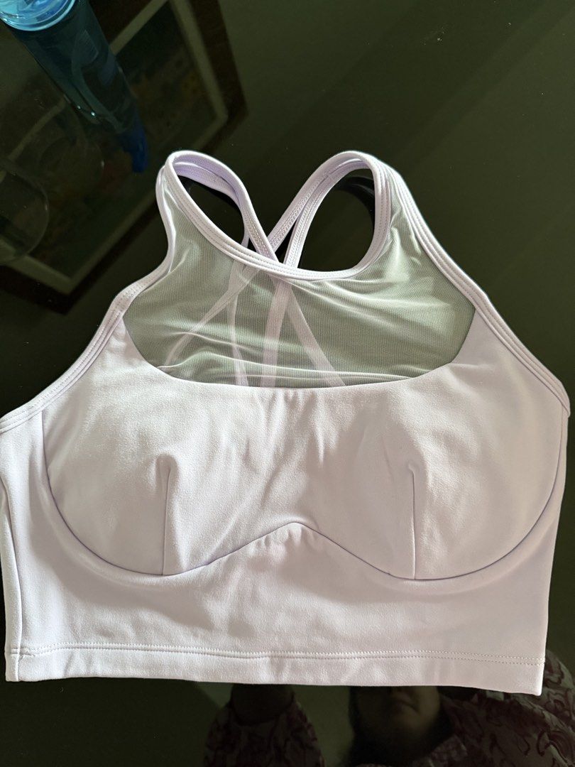 POPFLEX Celeste Mesh Crop Bralette Digital Lavender-Small (Category: Undergarments & Loungewear) located in Mandaluyong City. Submitted by declutteringmylife101 (Listing ID 1468576427, Image 3). Description: POPFLEX Celeste Mesh Crop Bralette in Digital Lavender-SIZE SMALL SRP: 3,600 My price: 800! High neck design with sheer mesh upper panel and strappy back detail. Includes removable cups inside. Great workout top, super supportive and comforta