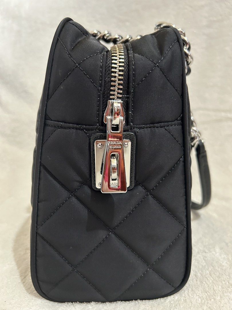 Prada (Category: Luxury Bags & Wallets) located in Baguio. Submitted by previouslymine.10 (Listing ID 1468523688, Image 3). Description: -Excellent condition -Black diamond/quilted prada tessuto nylon shoulder bag -Silver-tone chain .