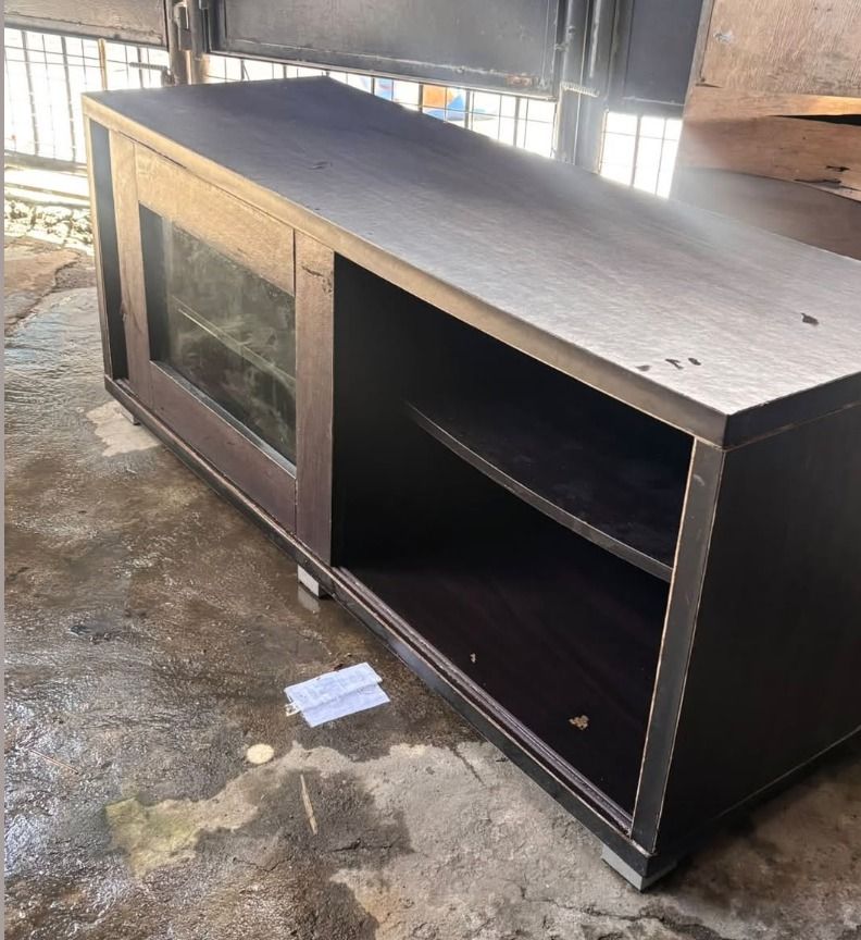 Preloved TV rack (Category: Other Home Furniture) located in Caloocan City. Submitted by boldcrystal.64c51d (Listing ID 1468692420, Image 1). Description: Lundo na ung shelves, visible signs of usage, not smooth sliding.