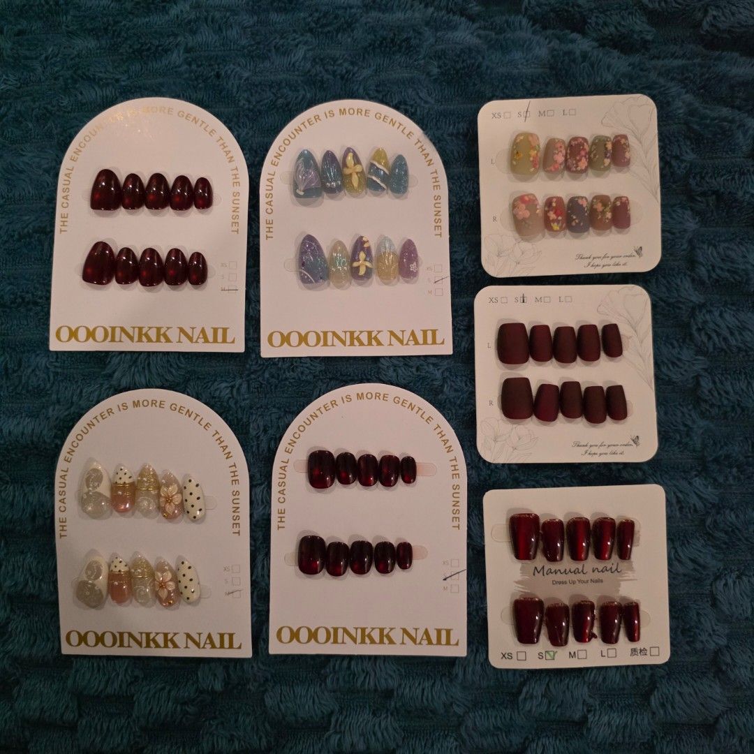 Press-on nails, gel strips, and application kits bundle (Category: Hands & Nails) located in Manila. Submitted by viixcv (Listing ID 1468536088, Image 1). Description: 🎀 DECLUTTERING SALE 🎀 💗 SET PRICE: ₱1,000 🚚 FREE SF via J&T ✨ Mostly unused; some items were used for a day or two 😊 💌 PM is the key~♡ 📌Cross-posted!.