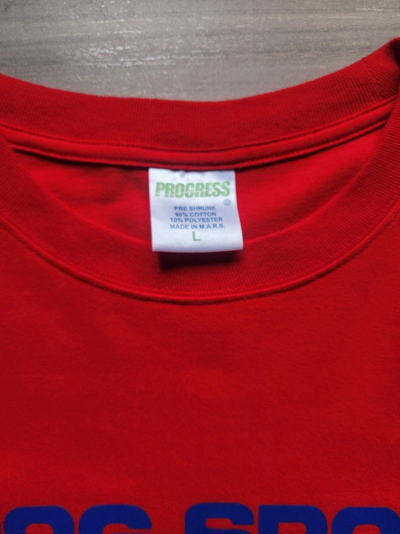 Progress Prog Sport Tee Red (Category: Tshirts & Polo Shirts ) located in Quezon City. Submitted by zero_two_seven (Listing ID 1468565893, Image 3). Description: - Brand: Progress - Color: Red - Size: L (Box Tee) - 28.5 L x 23 W - Condition: 9.5/10 - Minimal Usage - Color may differ from the photos - Shipping fee is shouldered by the buyer.