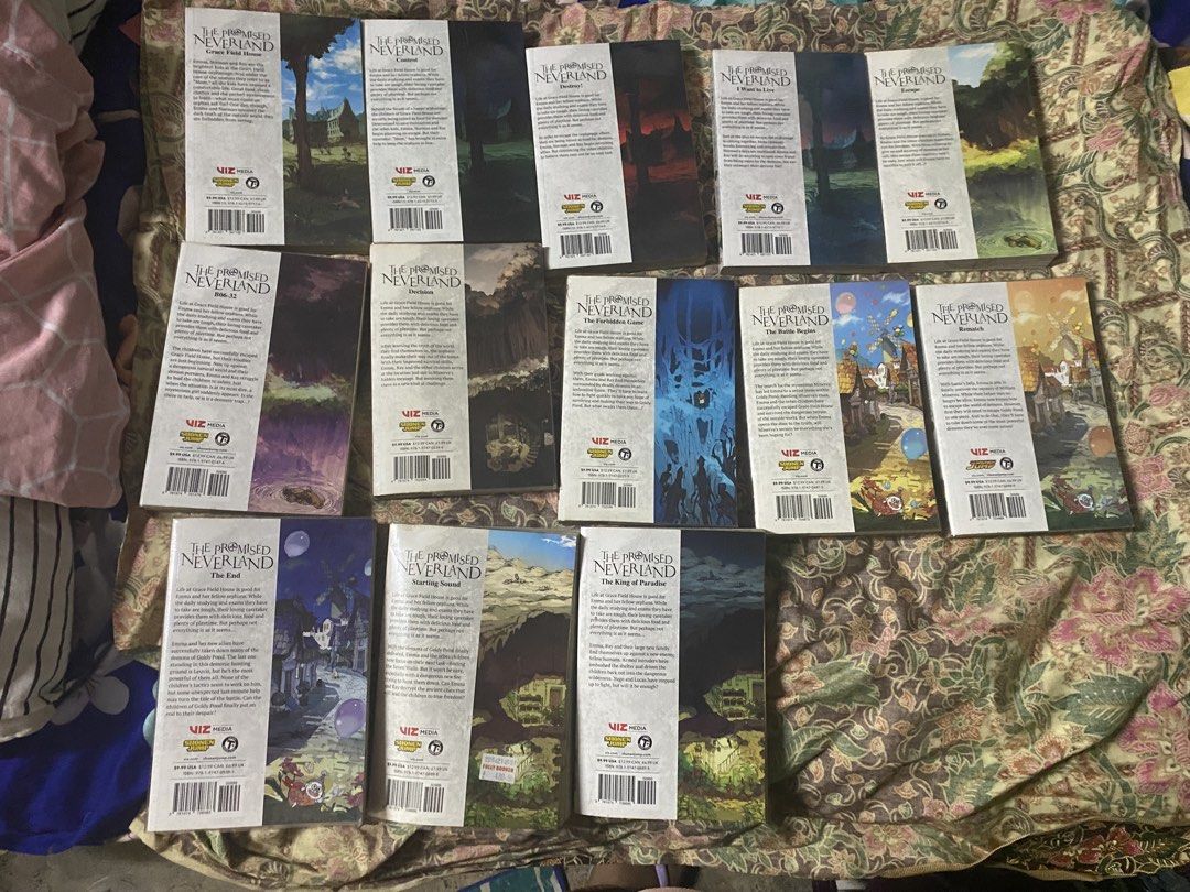 PROMISED NEVERLAND VOLUMES 1-13 (Category: Comics & Manga) located in Quezon City. Submitted by graziied (Listing ID 1468638002, Image 2). Description: OFFICIAL VIZ MEDIA PROMISED NEVERLAND VOLUMES 1-13 ! VOLUMES 1-5 HAVE BEEN SOLD! Yellow pages due to age. These are really old books. Please feel free to ask me for more pictures. MOP: GCASH / MARIBANK MOD: LALAMOVE OR GRAB EXPRESS / Buyer can also book at their own convenience. Buyer shoulders sh