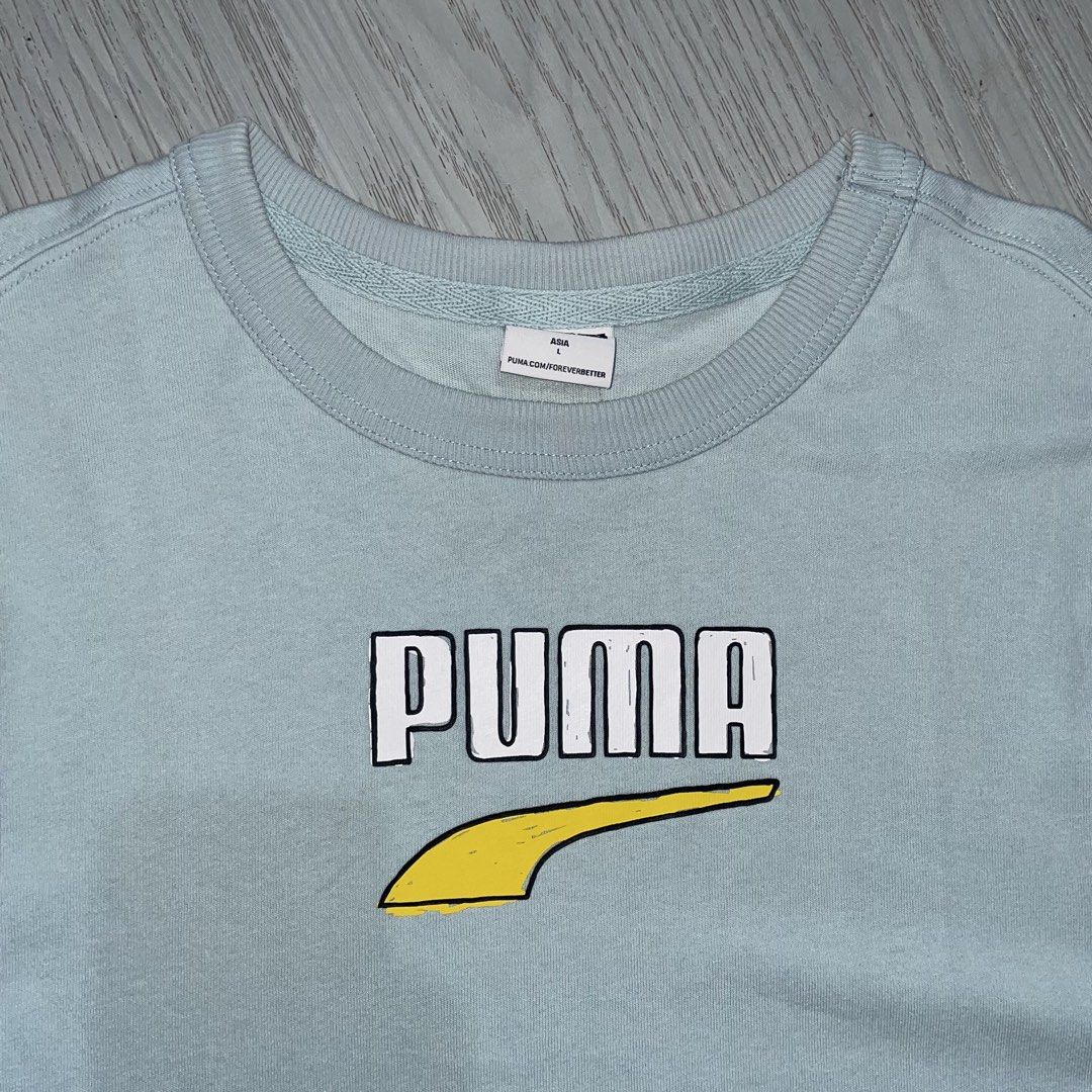 PUMA (Category: Tshirts & Polo Shirts ) located in Caloocan City. Submitted by thriftytripter (Listing ID 1468579049, Image 3). Description: +Shipping fee width • 22 length • 28 sleeves • 9 condition • 10/10 color rate • 10/10 issue •none • Check details before buying • Items are washed and ready to wear • Color may vary due to lighting.