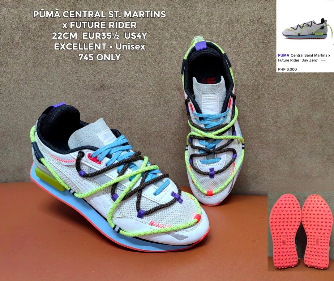 PUMA CENTRAL ST. MARTINS x FUTURE RIDER (Category: Babies & Kids Fashion) located in Cebu City. Submitted by shopwithshee (Listing ID 1468502468, Image 1). Description: Hi🖐 Welcome to my shop! All items are guaranteed 💯 orig. All Br@nded preloved items with ff conditions; Likenew ( LN), Excellent Used condition ( EUC), Very good condition (VGUC) Kindly refer Details in the pic. Dont hesitate to dm for more pics and angle you want to see. I will