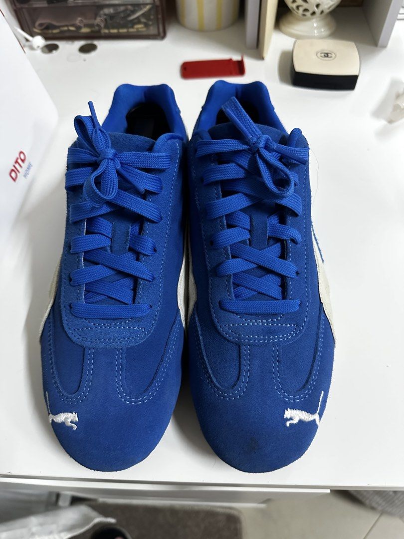 Puma speedcat (Category: Sneakers) located in Manila. Submitted by epiceap (Listing ID 1468597876, Image 3). Description: - Authentic blue Puma suede sneakers - Classic low-top design with matching blue laces - Contrast white Formstrip on the sides - White Puma cat logo embroidery near the toe and on the heel - Durable rounded rubber outsole that wraps up the back - Clean upper in vibrant blue, great for casual streetwear.