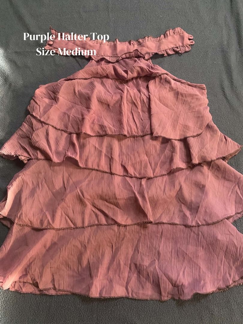 Purple Halter Top Size Medium (Category: Sleeveless) located in Santa Cruz, Pampanga. Submitted by jncthriftshop (Listing ID 1468633000, Image 1). Description: Please note that this item is pre-loved and not brand new. It may have minor signs of use, such as small stains, loose threads, slight fading, or other minor imperfections. Please manage your expectations and check all photos carefully before purchasing. -Condition: Pre-loved / Secondhand 