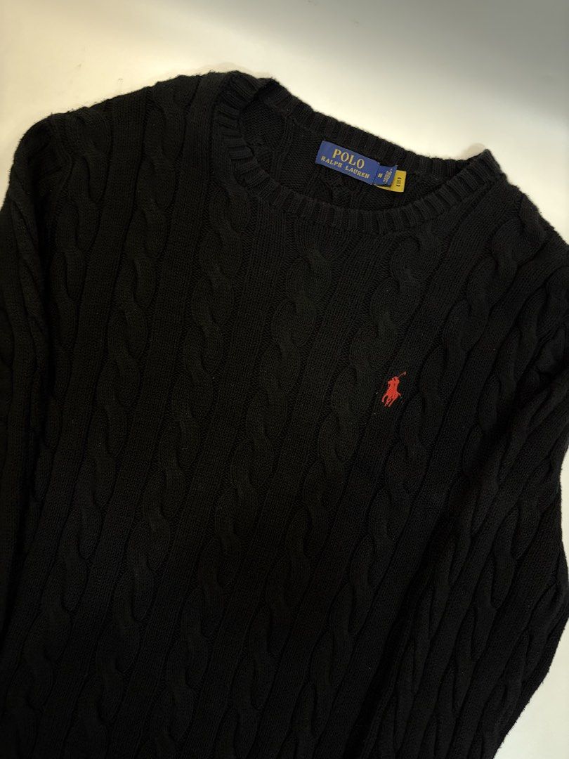 Ralph Lauren Cable Knit Sweater | Black (Category: Coats, Jackets and Outerwear) located in Manila. Submitted by carlclassics (Listing ID 1468672520, Image 3). Description: As new condition 📍Manila 📦 Shipping via J&T/Lalamove within Metro Manila 📩DM if interested .