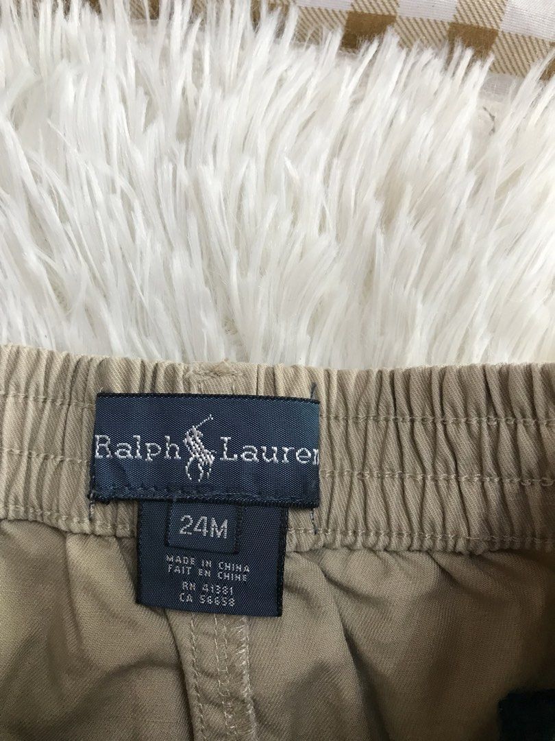 Ralph Lauren Khaki Cargo Pants 24M (Category: Babies & Kids Fashion) located in Aloguinsan. Submitted by jayhooukay (Listing ID 1468513127, Image 2). Description: - Brand/Item: Ralph Lauren Toddler Boys Khaki Cargo Pants - Size: 24M - Color: Classic Beige - Features: Functional side cargo pockets, secure button closure, and elastic waistband in the back for easy dressing - Origin: Made in China - Condition/Style: Great everyday staple piece for y