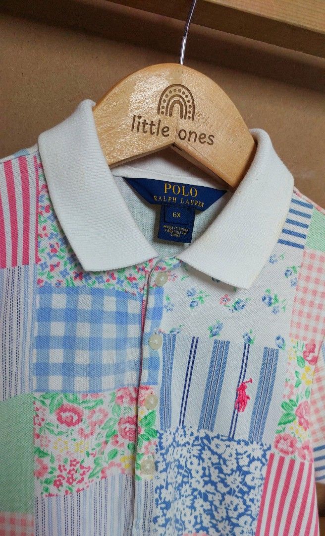 Ralph Lauren Patchwork Polo Dress Size 6X (Category: Babies & Kids Fashion) located in Caloocan City. Submitted by clairyyyyy (Listing ID 1468666507, Image 2). Description: - Brand: Ralph Lauren - Style: Colorful patchwork polo dress with flared ruffled hem - Size: 6X - Details: Classic white collar, front button closure, short sleeves - Branding: Signature pink embroidered polo logo on the chest - Origin: Made in China - Condition: Excellent, pr