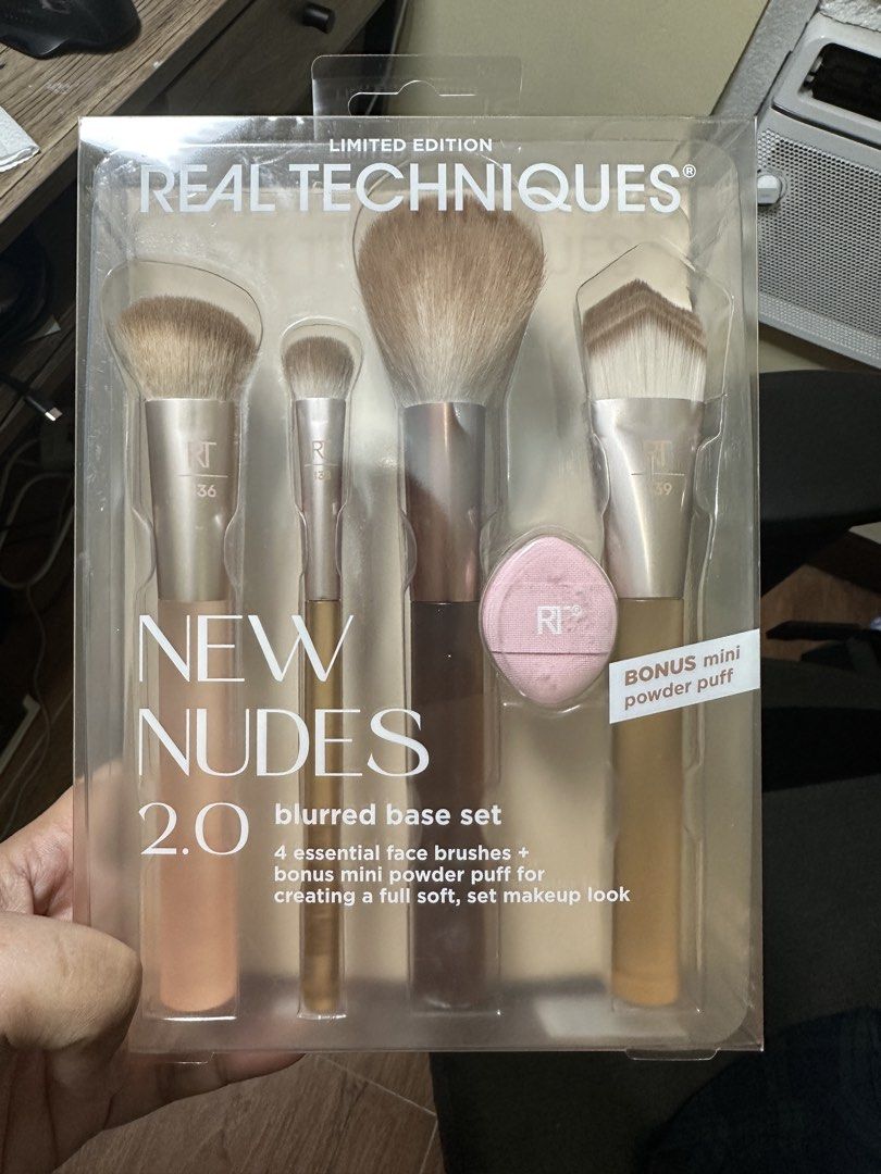 Real Techniques New Nudes 2.0 & Cherry On Top Brush Sets (Category: Makeup) located in Las Pinas. Submitted by nika. (Listing ID 1468683170, Image 3). Description: - Bundle of 2 limited edition Real Techniques makeup brush sets - 1x New Nudes 2.0 Blurred Base Set: includes 4 face brushes and a bonus mini powder puff - 1x Cherry On Top Brighter Hue Base Set: includes 4 multi-use face brushes and 2 bonus brush covers - Condition: Lightly Used.