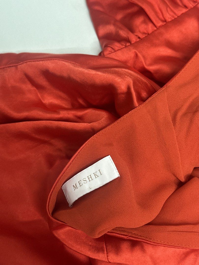 red satin maxi dress (Category: Dresses) located in Taguig. Submitted by shoppiaholic (Listing ID 1468593767, Image 3). Description: bust 36-38 waist 30-33 hip 39-42 non stretch.