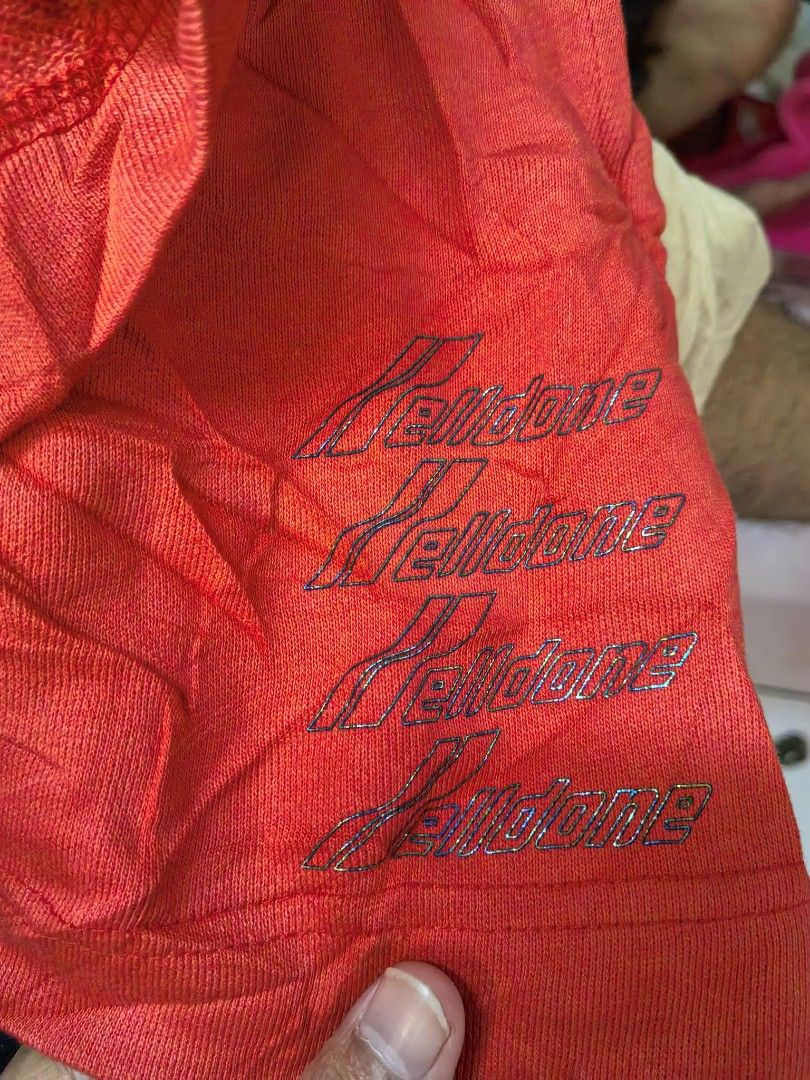 Red shorts with welldone graphic print (Category: Shorts) located in Quezon. Submitted by miksxthrift (Listing ID 1468639925, Image 2). Description: - Bright red casual shorts - Features stacked Helldone text graphic near the hem - Elastic waistband with adjustable drawstring - Soft and slightly textured fabric - Ideal for lounging or workouts.