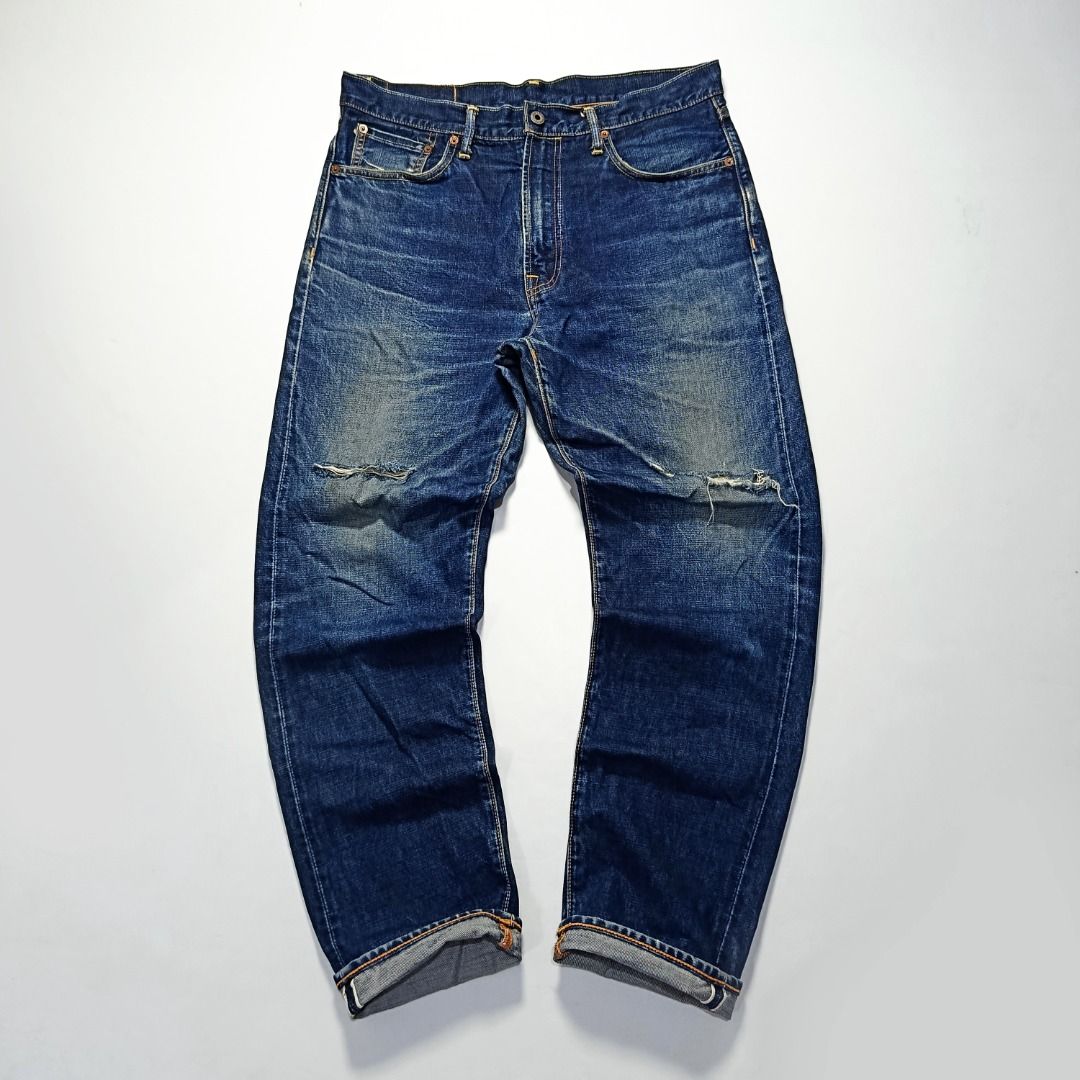 Red Tornado Selvedge Denim (Category: Jeans) located in Taytay. Submitted by hoodgrail.vtg (Listing ID 1468625761, Image 1). Description: • Good condition - Lightly used • Main standout detail: Selvedge construction with strong fading and pronounced whiskering • Size on tag: W34 L30 — best fits 34 • Measurements: 17 x 42 in • Leg opening: 7.5 in • Color rate: 9/10 • Issue: Knee distressing / wear.
