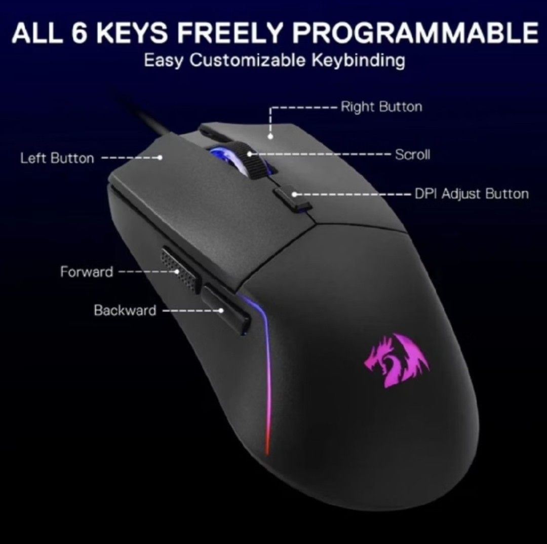 REDDRAGON NAGA M730-RGB (Category: Mouse & Mousepads) located in Manila. Submitted by zaped (Listing ID 1468703850, Image 3). Description: 🎮 **Redragon Naga M730-RGB Wired Gaming Mouse – Black** Level up your gaming experience with the **Redragon Naga M730-RGB Gaming Mouse!** Designed for gamers who demand precision, speed, and comfort, this gaming mouse is perfect for MOBA, MMO, and FPS games. 🔥 **Key Features:** * 🖱️ **12 Programmable Side B