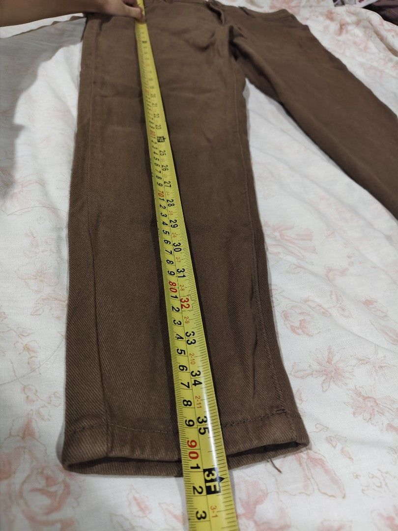 Redgirl choco brown stretch denim pants (Category: Jeans) located in Bulacan. Submitted by angel.decluttersx (Listing ID 1468638134, Image 3). Description: 34 waistline on tag L 35" W 16" hard denim fabric material no issue.