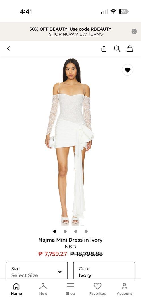 Revolve Mini ReceptionDress in Ivory (Category: Dresses) located in Pasig City. Submitted by notyourgirlie (Listing ID 1468580408, Image 1). Description: - Brand: NBD - Style: Najma Mini Dress - Color: Ivory - Size: Medium - Design: Off-the-shoulder neckline, delicate lace long sleeves, dainty spaghetti straps, fitted bodice, and an asymmetrical draped mini skirt with a dramatic side sash detail - Occasion: Ideal for parties, dates, or formal gat