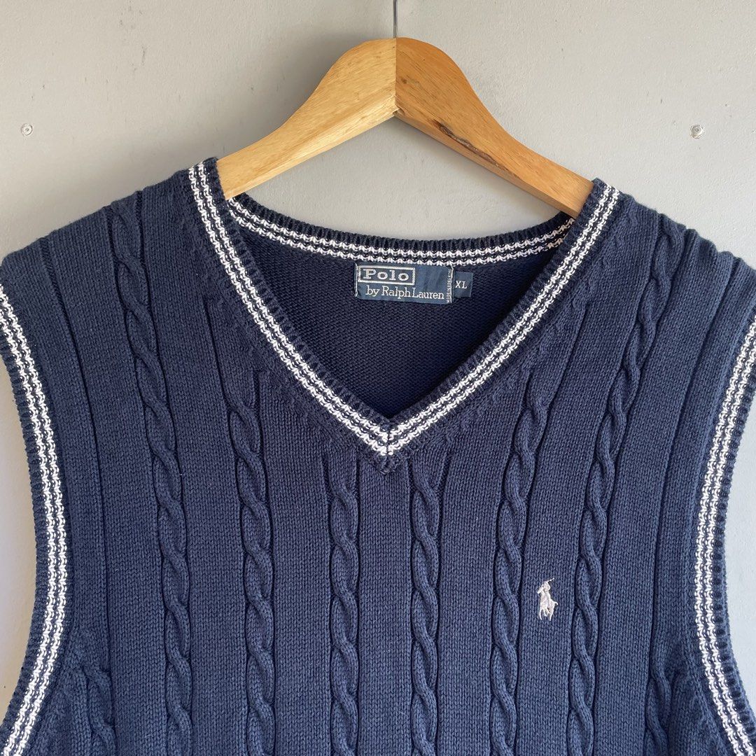 RL Cable Knit Vest (Category: Coats, Jackets and Outerwear) located in Baguio. Submitted by 2ndstory.vntg (Listing ID 1468559633, Image 3). Description: RALPH LAUREN CABLE KNIT VEST🔥 XL (21x28) Excellent Condition 🔖₽580.00 📍Baguio City.