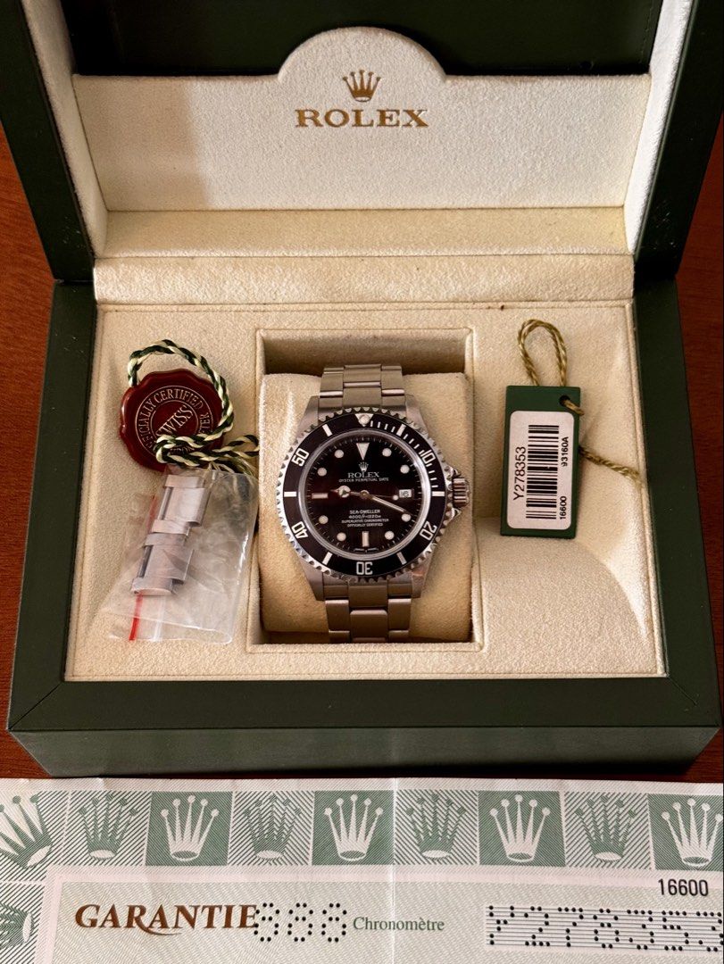 Rolex Sea Dweller 16600 2002 (Category: Luxury Watches) located in San Juan City. Submitted by luxxtimepieces (Listing ID 1468524033, Image 1). Description: Rolex Sea Dweller Ref 16600 40mm 2002yr Full complete set with serial hang tag Collectors piece With authentication slip Open for Re authentication 🙏.