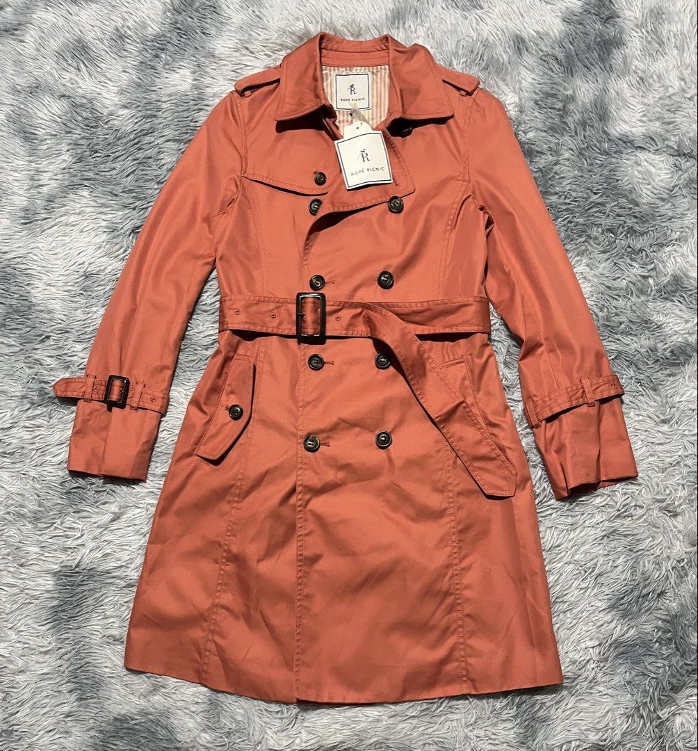 Rope Picnic Double Breasted Trench Coat (Category: Coats, Jackets and Outerwear) located in Sasmuan (Sexmoan). Submitted by winterclothes.ph (Listing ID 1468525544, Image 1). Description: Rope Picnic Double Breasted Trench Coat 40 on tag Small Width 18 Length 36 Excellent Condition.