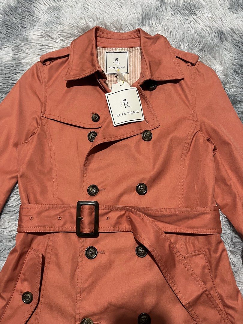 Rope Picnic Double Breasted Trench Coat (Category: Coats, Jackets and Outerwear) located in Sasmuan (Sexmoan). Submitted by winterclothes.ph (Listing ID 1468525544, Image 2). Description: Rope Picnic Double Breasted Trench Coat 40 on tag Small Width 18 Length 36 Excellent Condition.