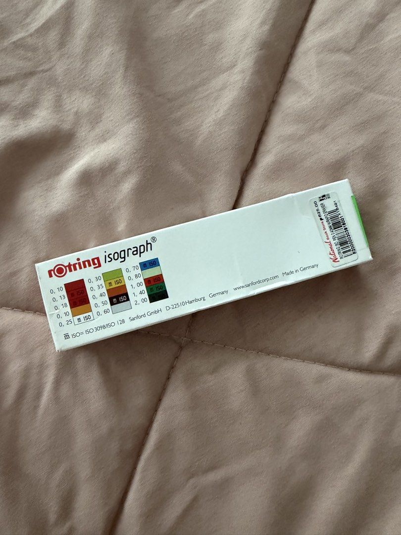 Rotring Isograph 0.40mm Technical Pen (Category: Stationery & School Supplies) located in Manila. Submitted by choccccc (Listing ID 1468616407, Image 2). Description: - Brand: Rotring Isograph Technical Pen - Nib Size: 0.40mm - Condition: Brand new - Includes eraser - Price Tag: National Book Store tag attached (₱625.00 value).