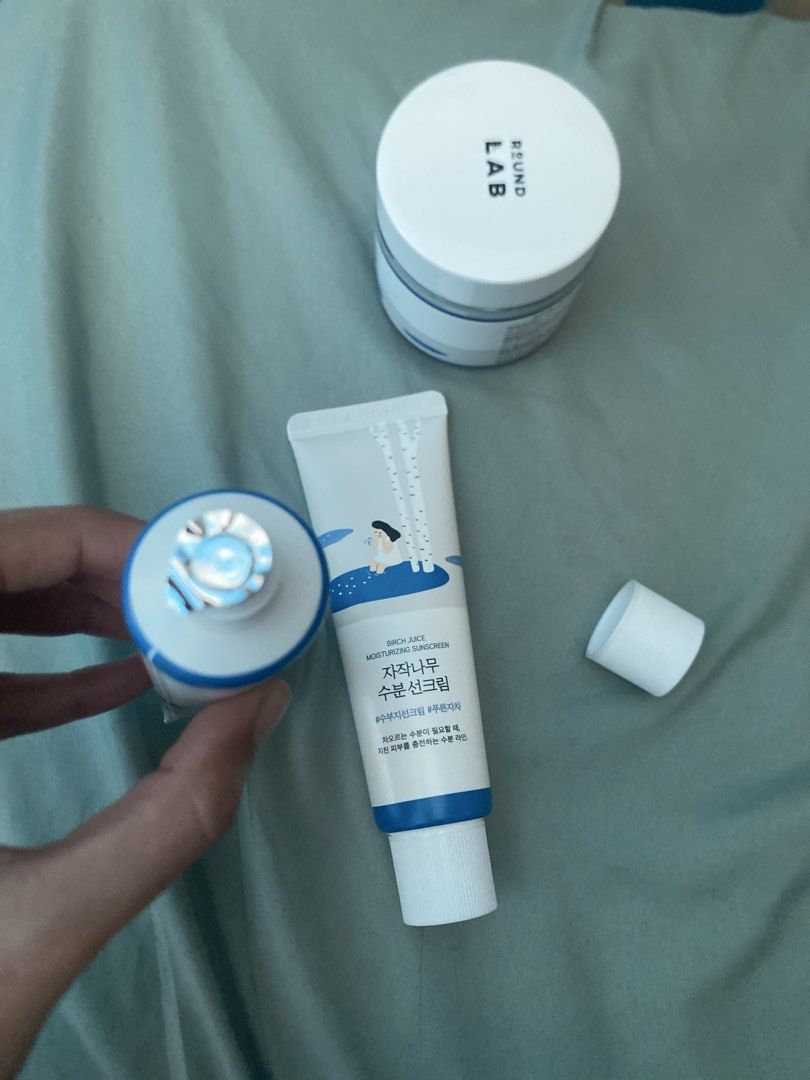 Round Lab Birch Juice Moisturizing Sunscreen and Cream Bundle (Category: Face Care) located in Quezon City. Submitted by ladybird01 (Listing ID 1468564439, Image 3). Description: - 1x Moisturizing Cream (never been used) - 2x Moisturizing Sunscreen (brand new, totally sealed with foil intact) - Selling separately or as a complete set 2x Sunscreen - 700 Moisturizer - 350 Bundle - 1,000 .