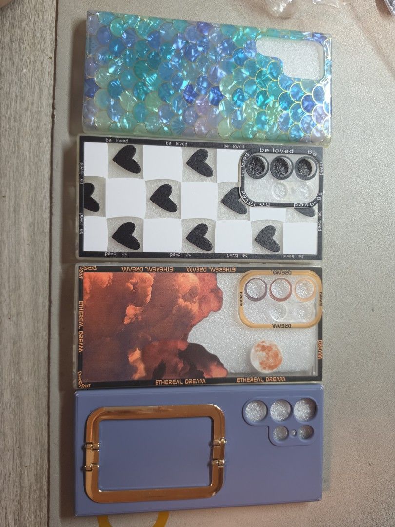 S22 ultra cases (Category: Cases & Sleeves) located in Quezon City. Submitted by rdl09 (Listing ID 1468522469, Image 1). Description: only the purple is slightly used but the rest are brand new. 100 pesos each. take all for 350.