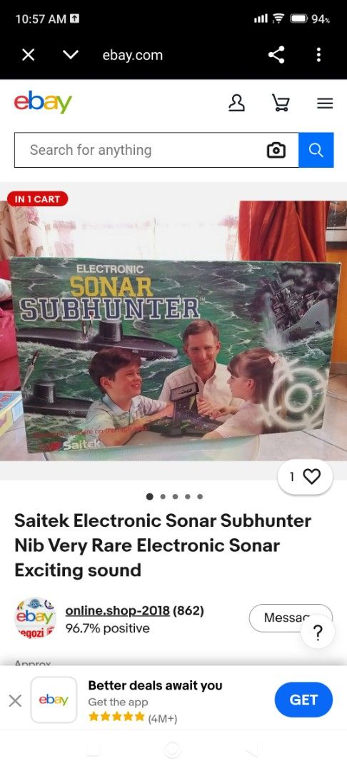 Saitek Electronic Sonar Subhunter Vintage Retro Board Game (Category: Board Games & Puzzles) located in Mandaluyong City. Submitted by LEATHERFACE (Listing ID 1468550955, Image 2). Description: - Retro 1980s Saitek electronic board game - Sonar Subhunter theme complete with sound effects - Rare, hard-to-find vintage collectible for strategy game fans - Box shows heavy wear, creases, and edge damage from long-term storage - Tested and working clas