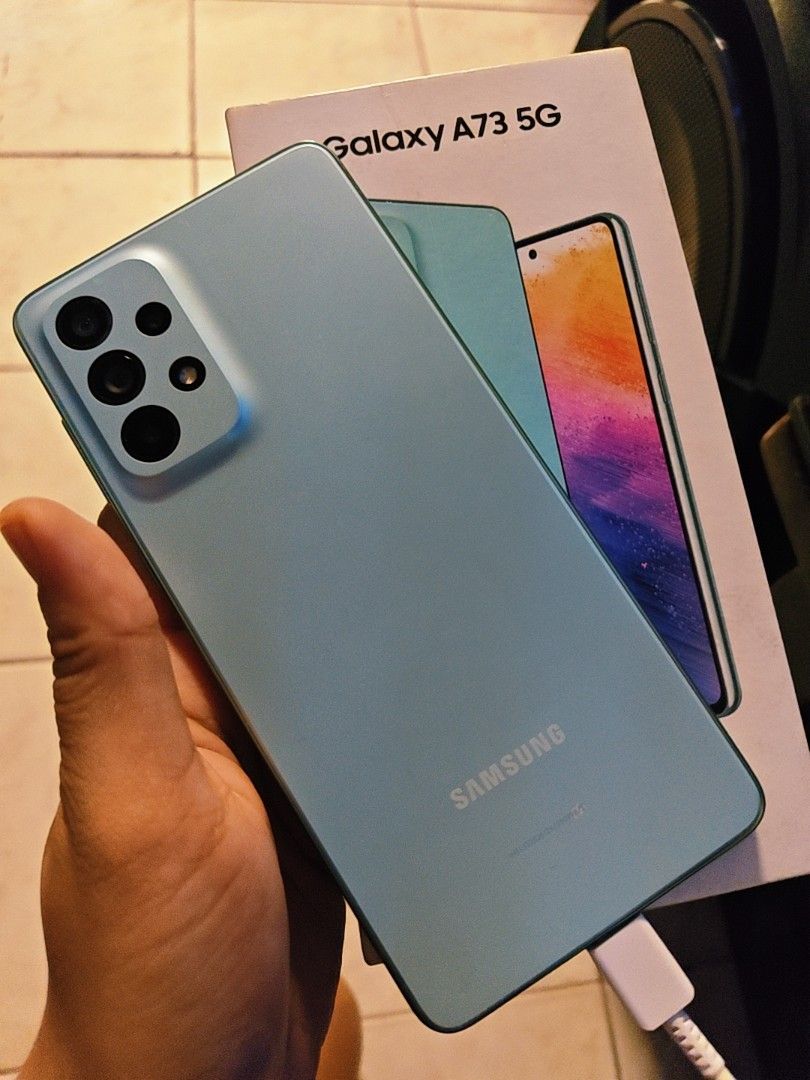 Samsung A73 (Category: Samsung) located in Manila. Submitted by yhinyhang (Listing ID 1468583747, Image 2). Description: 9990 down to 6990 dhl ngkaline s updte Almost bago pa condition Srp is 28k! Selling ko butal lng 6990 only Rush sale Original samsung a73 5g 8gbram 128gbrom Onscreen fingerprint 5g mobile data mabilis Ntc unit Dual sim Super linaw camera Tagal battery as in 5000mah New model Lahat panalo Original with box Manuals Sim ejector Ca