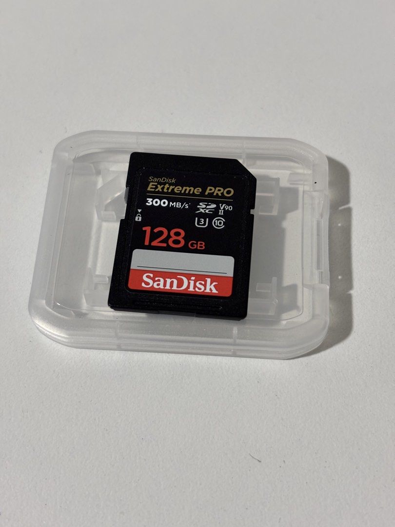 Sandisk extreme pro 128gb V90 Sd card (Category: Memory & SD Cards) located in San Juan City. Submitted by uniwyse (Listing ID 1468692176, Image 2). Description: SanDisk Extreme Pro 128GB V90 UHS-II - Like New - 300MB/s - For 8K / BMPCC / FX6 Price: ₱9,900 Final price Specs: - Capacity: 128GB SDXC - Speed Class: V90 / U3 / Class 10 / UHS-II - Read: Up to 300MB/s - Pang 8K, 6K RAW, 4K 120fps, Blackmagic BMPCC 4K/6K, Sony FX30/FX6, A7S III Conditio