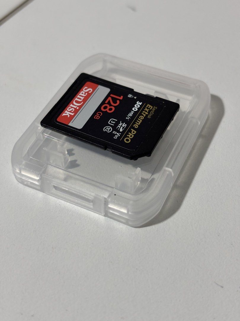 Sandisk extreme pro 128gb V90 Sd card (Category: Memory & SD Cards) located in San Juan City. Submitted by uniwyse (Listing ID 1468692176, Image 3). Description: SanDisk Extreme Pro 128GB V90 UHS-II - Like New - 300MB/s - For 8K / BMPCC / FX6 Price: ₱9,900 Final price Specs: - Capacity: 128GB SDXC - Speed Class: V90 / U3 / Class 10 / UHS-II - Read: Up to 300MB/s - Pang 8K, 6K RAW, 4K 120fps, Blackmagic BMPCC 4K/6K, Sony FX30/FX6, A7S III Conditio