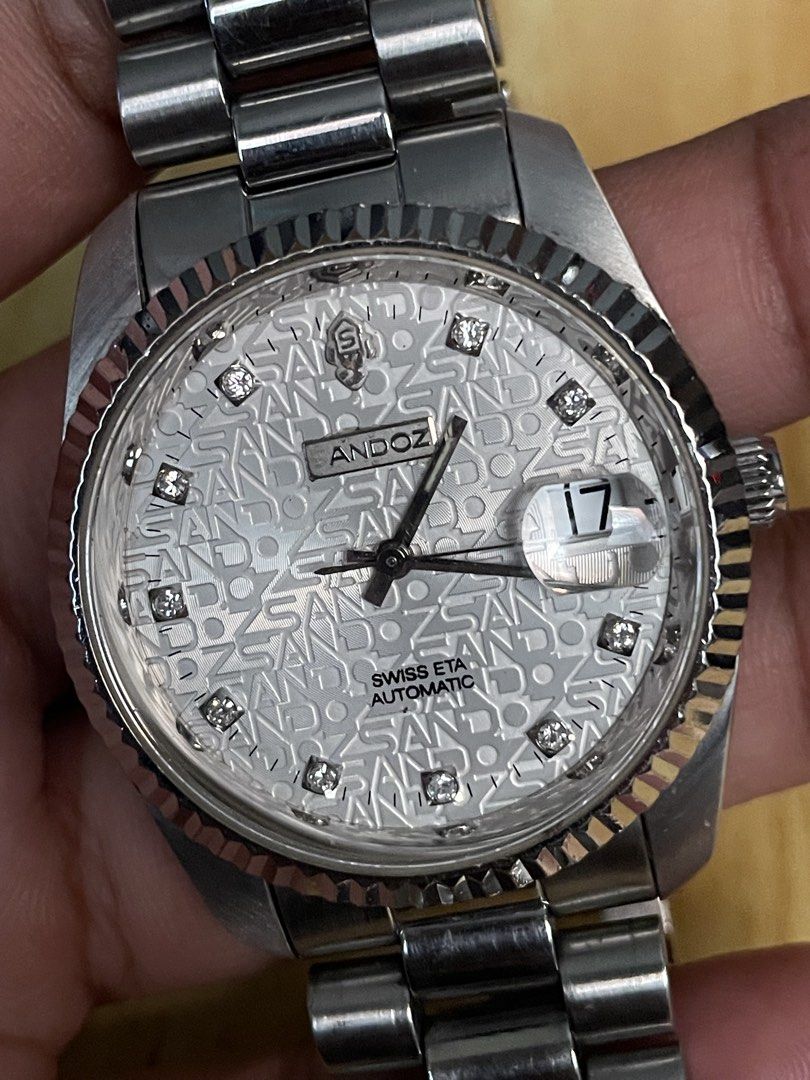 Sandoz Swiss ETA Automatic Datejust-style (Category: Men's Watches) located in Taguig. Submitted by tester1x (Listing ID 1468560707, Image 3). Description: Sandoz Swiss ETA Automatic Datejust Style Watch The Dial (Computer / Jubilee Dial) Swiss-made ETA automatic mechanical movement 36mm Jubilee-style metal bracelet.