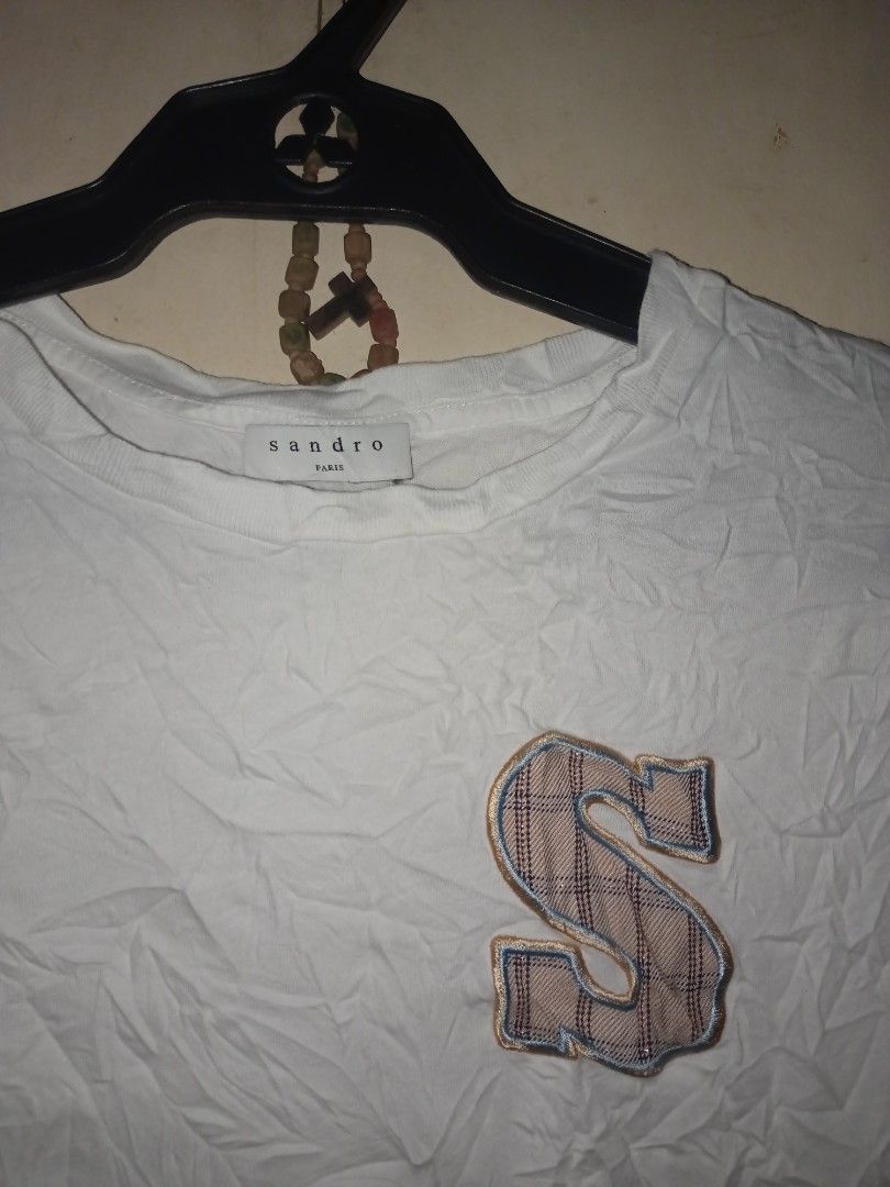 Sandro paris women shirt (Category: Shirts) located in Manila. Submitted by kenny200024 (Listing ID 1468647854, Image 2). Description: Sandro paris women shirt - small - actual measurement width 17 | length 22 - very good condition - need wash only | fresh from bale.