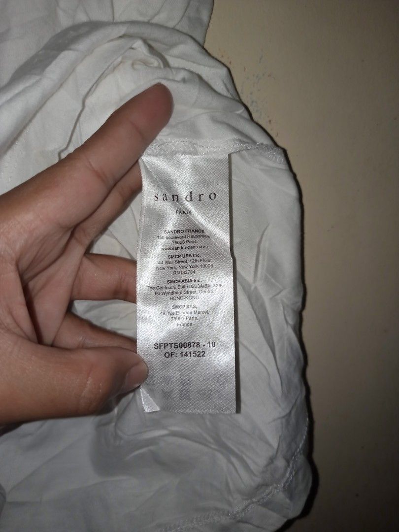 Sandro paris women shirt (Category: Shirts) located in Manila. Submitted by kenny200024 (Listing ID 1468647854, Image 3). Description: Sandro paris women shirt - small - actual measurement width 17 | length 22 - very good condition - need wash only | fresh from bale.