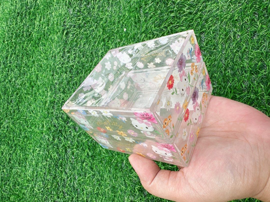 Sanrio Hello Kitty Floral Stacking Case Drawer Organizer (Category: Storage Boxes & Baskets) located in Manila. Submitted by ronoarabbit.ph (Listing ID 1468622128, Image 3). Description: ‼️old stock, from HT box, manage expectations‼️ - Official 2022 Sanrio merchandise featuring Kitty, flowers, and little blue birds - Two stackable drawers for organizing stationery, cosmetics, jewelry, or small desk items - Clear plastic design lets you easily se