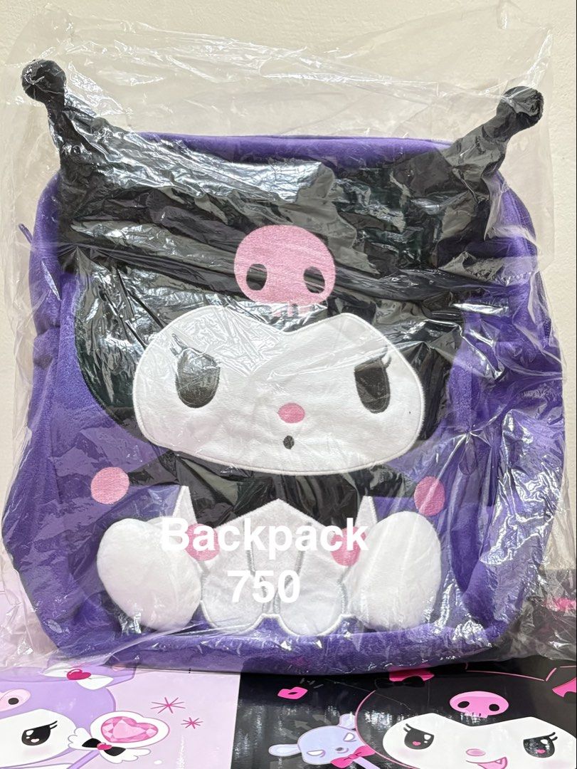 Sanrio Kuromi Plush Purple Backpack (Category: Backpacks) located in Quezon City. Submitted by avelyn.jcc (Listing ID 1468688013, Image 1). Description: Item brand new. For more videos or photo request please feel free to message me directly Location: Camarin Caloocan Payment: Gcash Shipping: Direct J&T or Lalamove.