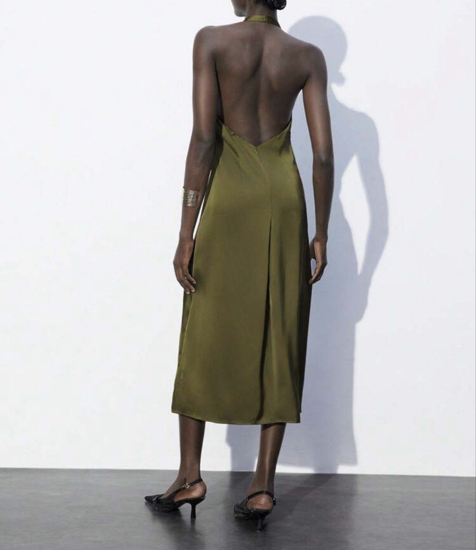 Satin Dress (Olive) (Category: Evening dresses & gowns) located in Taguig. Submitted by k8teepie (Listing ID 1468654402, Image 2). Description: Used once PM for the exact sizing.