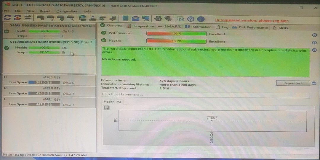 Seagate Laptop HDD 1TB ST1000LM024 (Category: Hard Disks & Thumbdrives) located in Pasig City. Submitted by phgigapro (Listing ID 1468691168, Image 3). Description: - Item: Seagate 1TB 2.5 inch Internal Hard Drive (Model: ST1000LM024) - Condition: Tested 100% health & perfect status via Hard Disk Sentinel - Performance: Zero bad sectors, 475 days power-on time - Best For: Laptop storage upgrades or DIY external hard drive builds - Inclusion: Bare