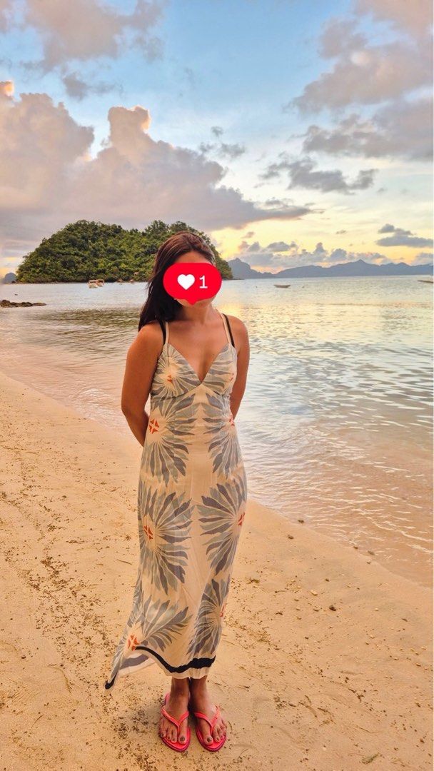 Shein beach maxi dress (Category: Dresses) located in Makati City. Submitted by magwayr19 (Listing ID 1468511982, Image 3). Description: - Shein XS (very good fit) - Features: Lightweight fabric with a slight slit at the bottom hem - Worn once.