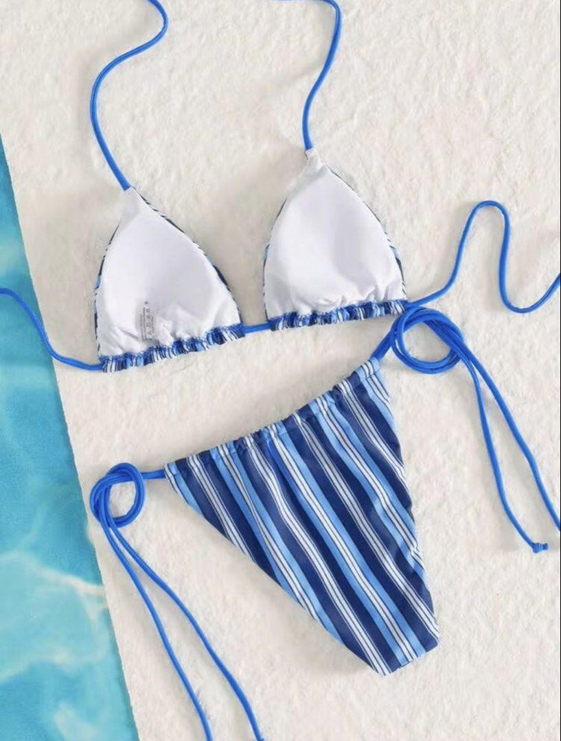 SHEIN Blue Stripes Bikini (Category: Bikinis & Swimsuits) located in Manila. Submitted by camillestc (Listing ID 1468561839, Image 3). Description: .