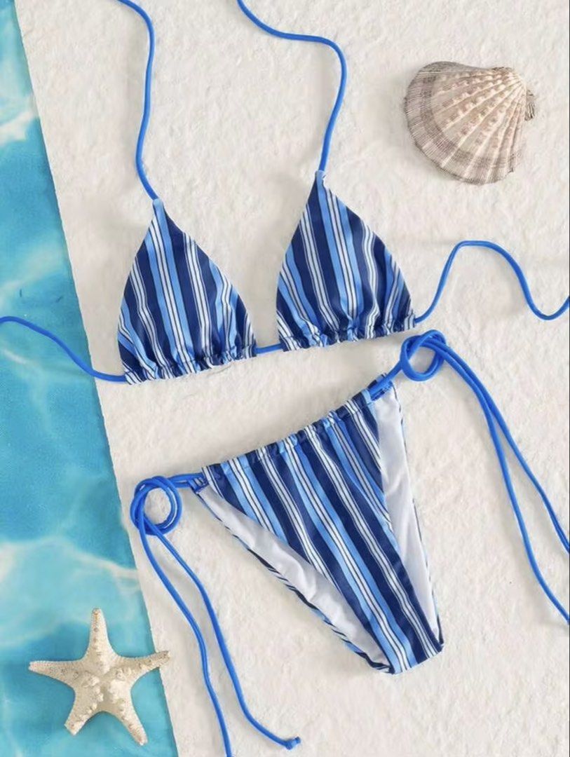 SHEIN Blue Stripes Bikini (Category: Bikinis & Swimsuits) located in Manila. Submitted by camillestc (Listing ID 1468561839, Image 2). Description: .