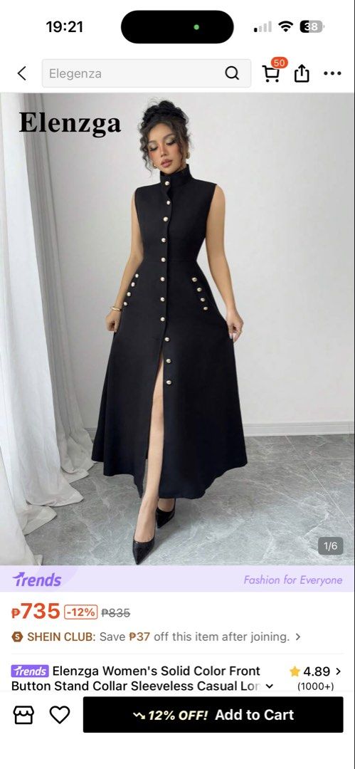 Shein Button Down Dress (Category: Dresses) located in Paranaque City. Submitted by kimchan15 (Listing ID 1468633535, Image 1). Description: Waist: 32 Navy blue on hand w/ pocket both sides.